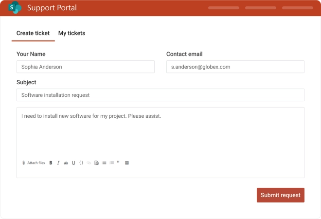 HelpDesk widget for SharePoint & public sites